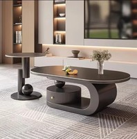 Ensemble élégant de table basse et table d'appoint en imitation marbre, meubles de luxe légers pour le salon
