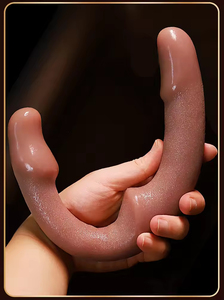 Dildo réaliste en silicone souple à double tête pour couples lesbiens, jouet sexuel pour femmes. - Product Image 5