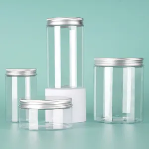 250ml 350ml 550ml 600ml 1000ml Behälter Pet Plastic Food Lagerung Clear Cookie Round Jar mit Deckel für Candy Packaging