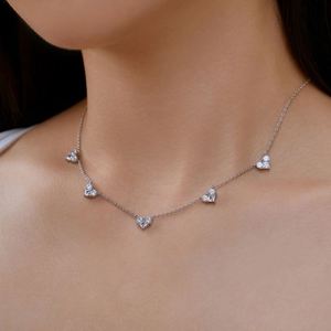 Joyería Dylam, Precio al por Mayor, Servicio OEM ODM, Cadena de Plata de Ley 925, Collar con Colgante de Zirconia 5A en Forma de Corazón - Product Image 5
