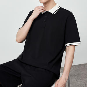 Polo de haute qualité pour hommes, léger et luxueux, à manches courtes, simple, pour l'été, uniforme de travail décontracté et personnalisé pour les affaires - Product Image 1