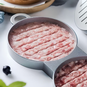 Presse à hamburgers 2-en-1 en aluminium antiadhésif à double plateau avec poignée en bois, outil de barbecue pour la <span class=keywords><strong>maison</strong></span> et la cuisine, pour hamburgers et galettes de <span class=keywords><strong>steak</strong></span> - Product Image 6