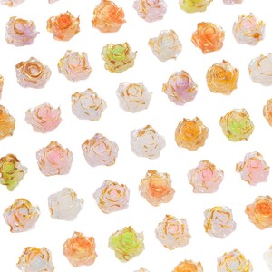 Perles en résine dorées peintes en forme de rose, 8,5x10 mm, dos plat, perles en vrac pour décoration d'ongles, coque de téléphone, accessoires de bijoux DIY - Product Image 5