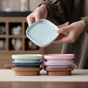 <b>Ceramic</b> Square Fruit <b>Plate</b> Small Retro Tea Snack Dish For Home Living Room Use - Product Image 1