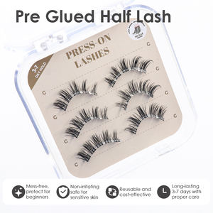 مصنوع يدويًا ويسبي لاصق مسبقًا ذاتي اللصق صمغي بالكامل لا يحتاج الغراء بالجملة مورد نصف رموش - Product Image 2