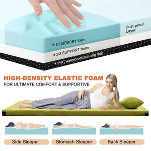 فراش قابل للطي محمول للسفر والتخييم في السيارة وفراش أرضي من الفوم ذو الذاكرة للبالغين - Product Image 2