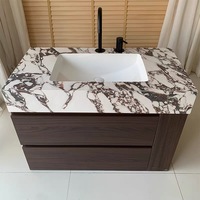 Hot Sale Waschtische Schrank Sperrholz Badezimmer Eck schrank Lila Schiefer Schrank mit Keramik unter Waschbecken