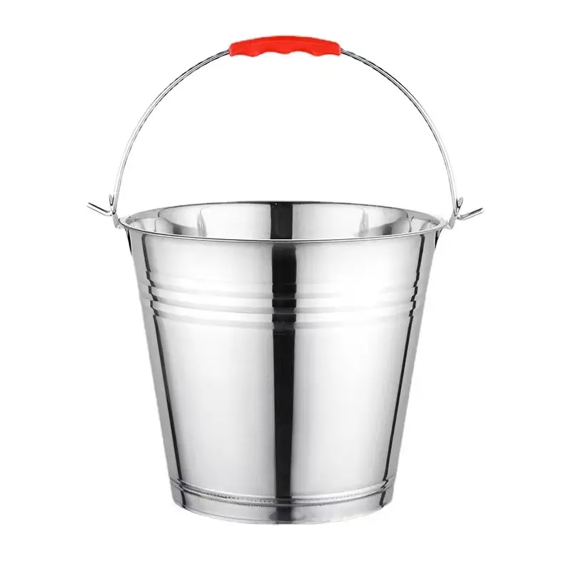 Water Bucket with Handle Water Pail with Lid High Quality 410 201 Stainless Steel Metal Carton BUCKETS Oval Inox Ice Bucket