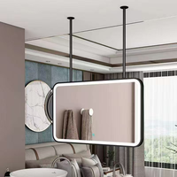 Miroir suspendu moderne en alliage d'aluminium avec interrupteur tactile, éclairage et fonction anti-buée, idéal pour salle de bain, salon, hôtel, chambre à coucher