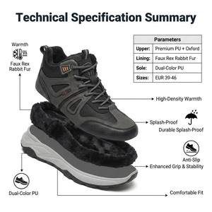 Sneakers Invernali da <span class=keywords><strong>Uomo</strong></span> <span class=keywords><strong>con</strong></span> Fodera in Pelliccia Sintetica, Scarpe Calde Antiscivolo per Sport all'Aperto, Stivali da Neve Termici, Vendita all'Ingrosso - Product Image 3