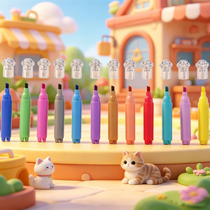 Surligneurs Kawaii Patte de Chat Bicolores – Lot de 12 – Surligneurs <span class=keywords><strong>Pastel</strong></span> Double Pointe Link Art pour Journal, École et Fournitures de Bureau - Product Image 4