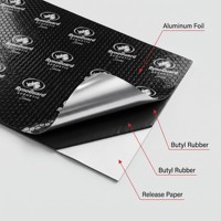 Tapis insonorisant de haute qualité 2 mm en caoutchouc butyle, isolation phonique légère en feuille d'aluminium, coussin d'isolation thermique automobile