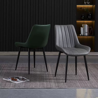 Einfacher Umweltfreundlicher Leder-Esszimmerstuhl mit Rückenlehne und Metallbeinen für Wohnmöbel Wohnzimmer