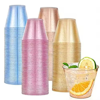 Pack économique de 100 verres à vin en plastique de 9 oz au design moderne, portables, avec bord doré, pour mariage, Noël, Halloween, anniversaire