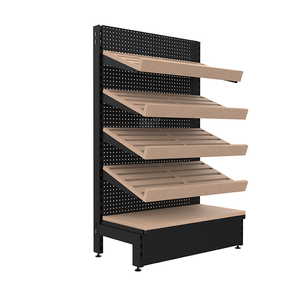 Góndola de madera de acero para supermercado personalizada de fábrica, estantes de comestibles de alta resistencia - Product Image 4