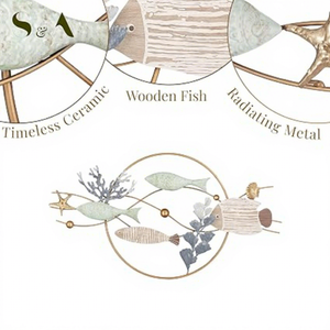 Arte Metálico de Pared con Diseño de Peces, Marco Circular Dorado, Decoración Hecha a Mano para Interiores del Hogar - Product Image 3
