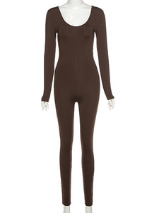 <span class=keywords><strong>Body</strong></span> Sexy Estivo alla Moda, Leggero, Aderente, Tinta Unita, Lavorato a Maglia, con Taglio Irregolare e <span class=keywords><strong>Maniche</strong></span> <span class=keywords><strong>Lunghe</strong></span>, 100% Poliestere - Product Image 4