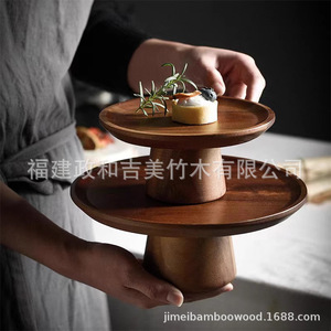 Acacia Wood Cake Stand 30x30x12cm Eco Friendly Dessert Display <b>Rack</b> Home Fruit <b>Plate</b> - Product Image 1
