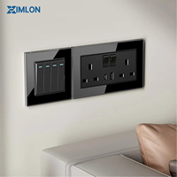 Interruptores de Pared XIMLON de Vidrio Templado Negro, Modernos, de Lujo, Alta Calidad, Más Vendidos, de 1/2/3/4 Vías, de 3 Polos, 20A