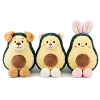 Ensemble de jouets en peluche avocat mignons, animaux en peluche 3D Kawaii, poupées douces en coton PP, chien, ours, lapin, décoration de chambre, cadeau