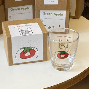 Lelyi Insかわいい手描きトマト落書きグラスカップ高価値クリエイティブミニマリストコーヒーマグ - Product Image 5