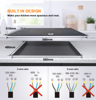 Liquidation Certificat CE 60cm Plaque de cuisson à induction avec bouton magnétique 4 zones Table de cuisson électrique intégrée pour le ménage