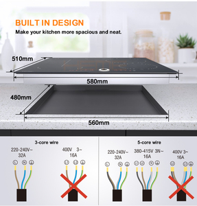 Saldi di Fine Serie Piano Cottura a Induzione da 60 cm Certificato CE con Manopola Magnetica 4 Zone da Incasso Elettrico per Uso Domestico - Product Image 4