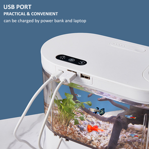 Usb Mini Plastic Vis Tank Voor Betta Vis Desktop <span class=keywords><strong>Aquarium</strong></span> Kit Met Filter En Led Verlichting - Product Image 4