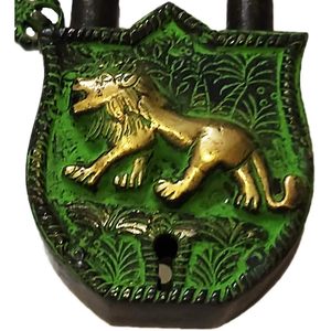 PARIJAT HANDICRAFT Beautiful Brass <b>Padlocks</b> with Two Keys Functional and Antique Tiger Design - Product Image 5