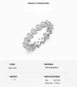 Fashion Women Jewelry 4mm Moissanite Gold Plated 925 <strong>Sterling</strong> <strong>Silver</strong> Hip Hop Personalized Eternity Band Tennis <strong>Ring</strong> Prong <strong>Set</strong> - Product Image 5