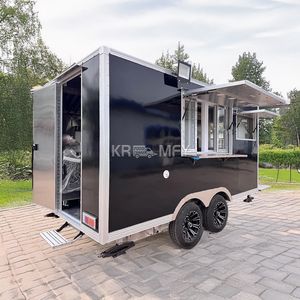 Remolque con certificación CE, camión rojo móvil para la venta de comida, con ejes y dos ventanas de servicio. - Product Image 1