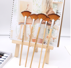 Bview Art <span class=keywords><strong>Pinceau</strong></span> de <span class=keywords><strong>peinture</strong></span> à l'<span class=keywords><strong>huile</strong></span> <span class=keywords><strong>Pinceau</strong></span> en forme d'éventail Lot de 5 brosses à poils en nylon - Product Image 6