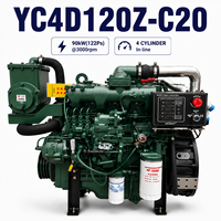 Moteur diesel marin Yuchai YC4D120Z-C20, 4 cylindres, moteur de propulsion pour bateau, 90 kW, 122 CV, moteur pour bateau de pêche, navire de transport