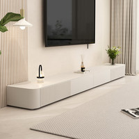 Mueble de TV Estilo Francés, Moderno y Sencillo, para una Sala de Estar Contemporánea y Lujosa Mueble para TV de Madera Maciza en Color Blanco