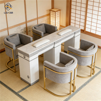 Table de manucure de salon de beauté de luxe personnalisée, table à ongles en bois multi-rangement pour salon