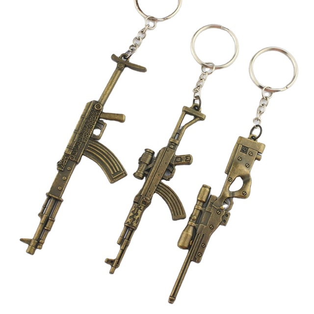 Custom Shape Sublimation Keychain Metal Bronze Key Ring Custom Gun Keychain