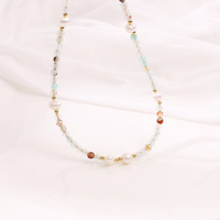 Ensemble collier et bracelet en perles d'amazonite fraîches printemps-été, bijoux décontractés et élégants pour le quotidien