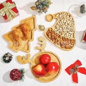 Yu Feifan Bamboo Christmas <b>Tray</b> Set Wooden <b>Snack</b> Platter For Home Decorative Use - Product Image 1