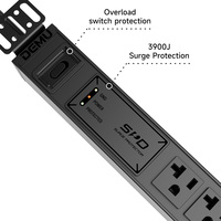 PDU para Rack de Servidor 1U de 19 Pulgadas, Regleta de Alimentación de 8 Tomas de Corriente Estadounidenses de 20 A, Supresor de Sobretensiones de 3900 J y Disyuntor de Sobrecarga para Gabinete de Red