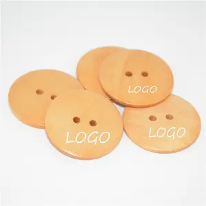 Chinese Factory Custom Digital Silk Screen Printing Laser Production Two Holes Eyelet Wooden Button For Promotion