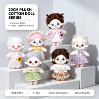 Poupée en coton Kawaii, 20 cm de hauteur, avec broderie faciale exquise, figurine d'idole en peluche, base à habiller, collection de jouets