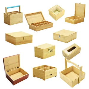 Boîte d'emballage en bois personnalisée en usine boîte-cadeau en bois massif boîte rectangulaire en bois de bambou avec logo imprimé