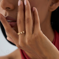 Gemnel pavé CZ personnalisé initial X anneau large bande minimaliste diamant X anneau Unique empilable bijoux cadeau