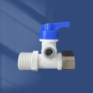 Válvula de bola de tres vías de 1/2 pulgada de plástico con tuerca de acero para conectores y tuberías de purificador de agua - Product Image 1