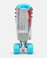 Patins à roulettes Quad pour femmes Chaussures de skate rétro en cuir végétalien argenté pour usage extérieur et intérieur