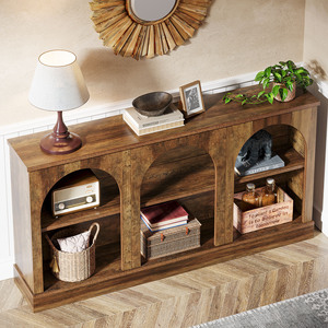 Table <span class=keywords><strong>console</strong></span> de style farmhouse, table d'entrée de 63 pouces de long avec rangement à 3 niveaux, table <span class=keywords><strong>rectangulaire</strong></span> en bois derrière le canapé - Product Image 2