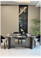 Ensemble table et chaises de salle à manger modulaires en fer, style italien, luxe léger, durable, moderne et simple, pour salon et salle à manger rectangulaire.