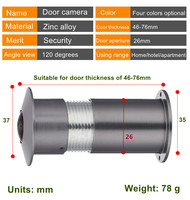 Caméra IP WiFi pour Porte, avec Carte TF, Audio, Œil de Porte Connecté, Vision Grand Angle 1080P 1.66mm, Objectif Fisheye, Réseau P2P, Application Tuya
