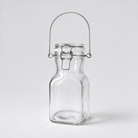 Bouteille en verre de qualité alimentaire avec poignée et fermeture à bouchon, pot hermétique à échelle graduée en relief pour confiture de canneberges et sauce aux fruits