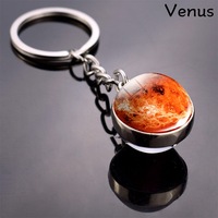 Porte-clés lune système solaire planète porte-clés galaxie nébuleuse espace porte-clés terre soleil Mars Jupiter saturne boule de verre Double face